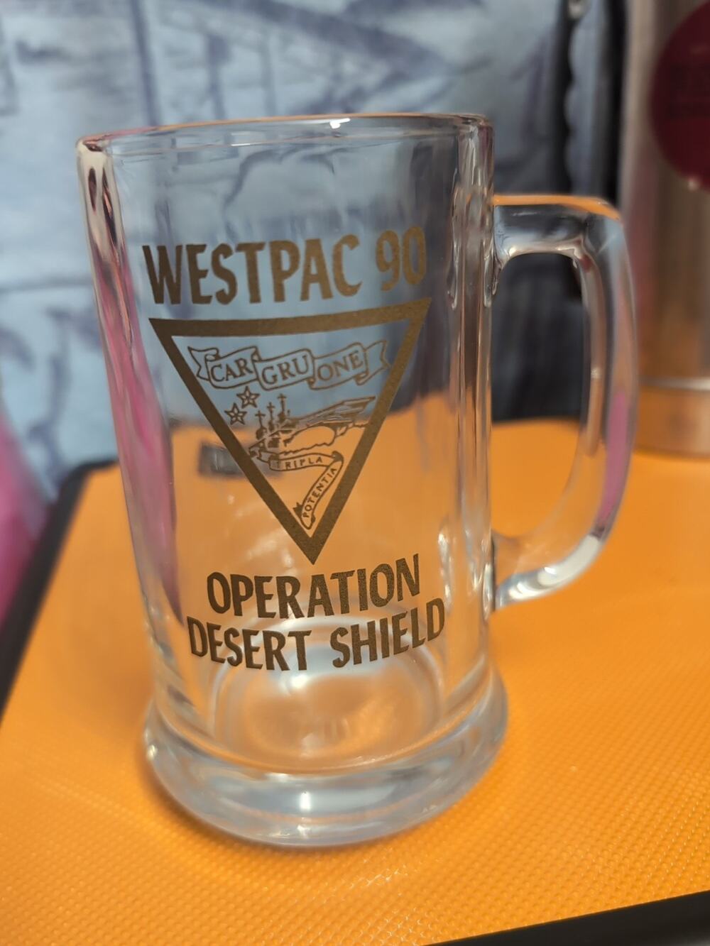 Westpac 90 Operation Desert Shield Glass Stein Mug 1990 Military CAR GRU ONE